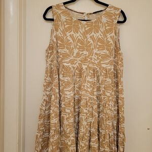 Floral Tan Sleeveless Dress